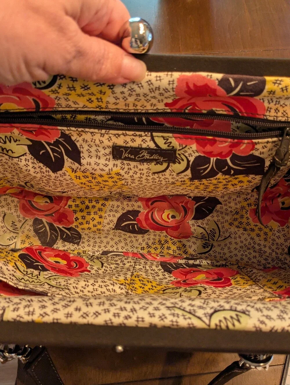 Vera Bradley Classic Espresso Brown Microfiber Satchel Bag
